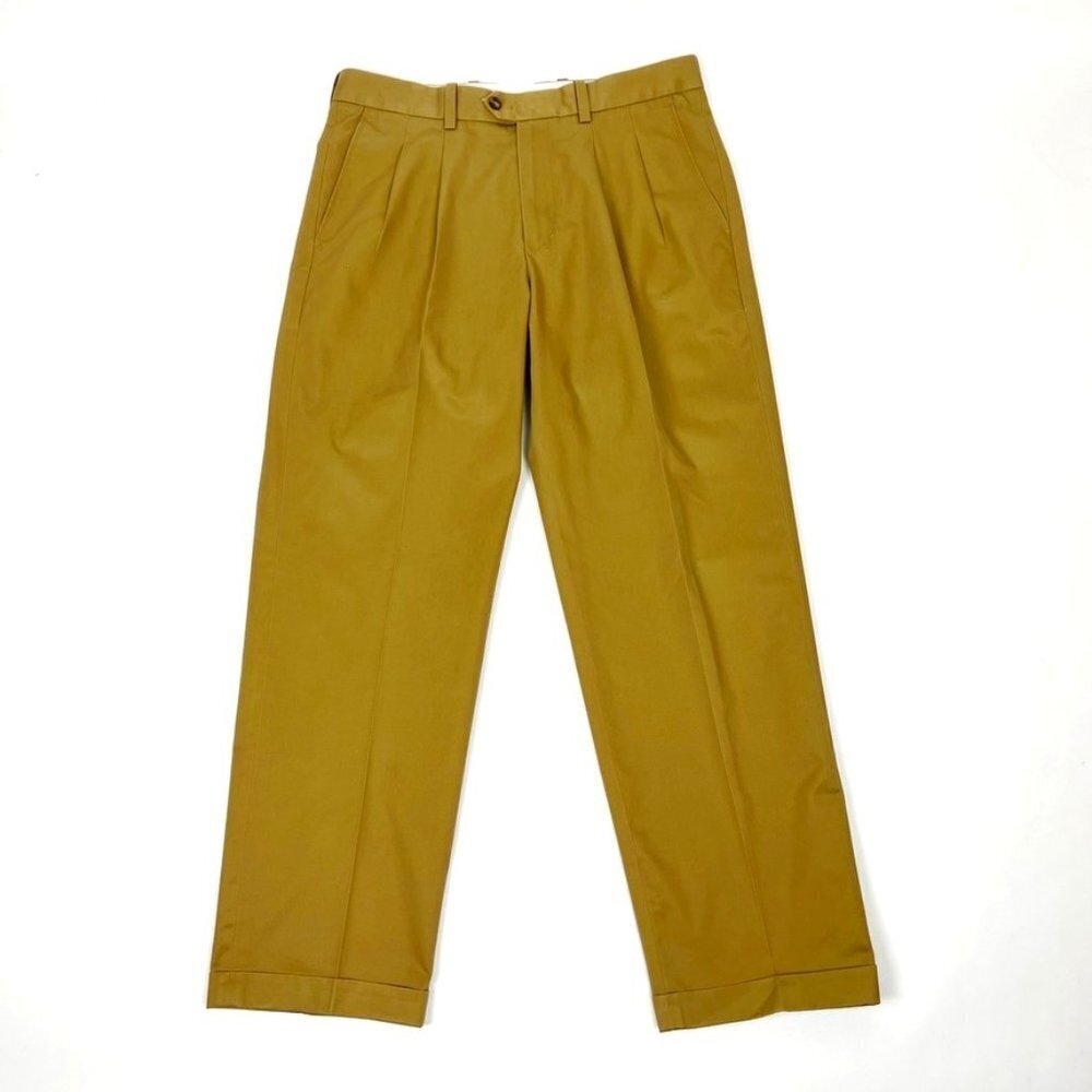 John W. Nordstrom Trouser Mens 34x30 Tan Wrinkle Free 100% Supima Cotton Pants